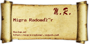 Migra Radomér névjegykártya